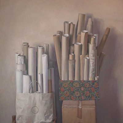 ROLLOS DE PAPEL Y LIENZO · Óleo sobre lienzo · 146x114cm · 2004