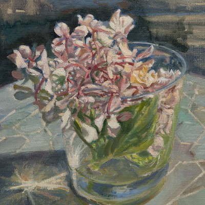 HORTENSIA VASO · Óleo sobre lienzo · 27x22cm · 2015