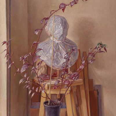 BODEGÓN ESCULTÓRICO PLANTA · Óleo sobre lienzo · 116x89cm · 1997