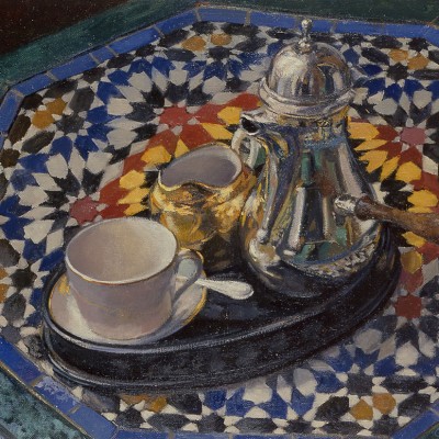 CAFETERA Y ZELLIGE · Óleo sobre lienzo · 33x41cm · 2002